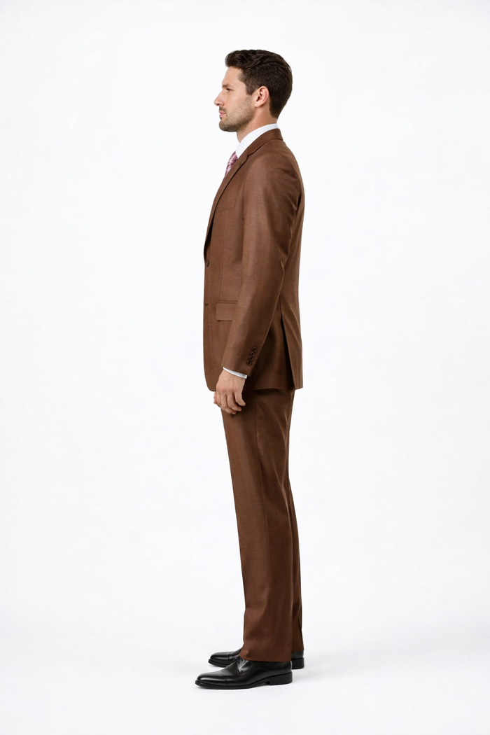 Mens Sharkskin Suits Two Button Suit New Edition Shiny Flashy Sharkskin Rust