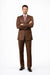 Mens Sharkskin Suits Two Button Suit New Edition Shiny Flashy Sharkskin Rust