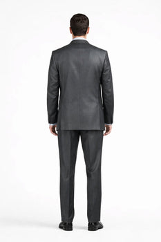 Mens Sharkskin Suits Two Button Suit New Edition Shiny Sharkskin Charcoal - Color: Dark Grey Suit