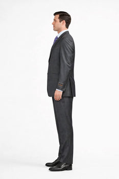 Mens Sharkskin Suits Two Button Suit New Edition Shiny Sharkskin Charcoal - Color: Dark Grey Suit