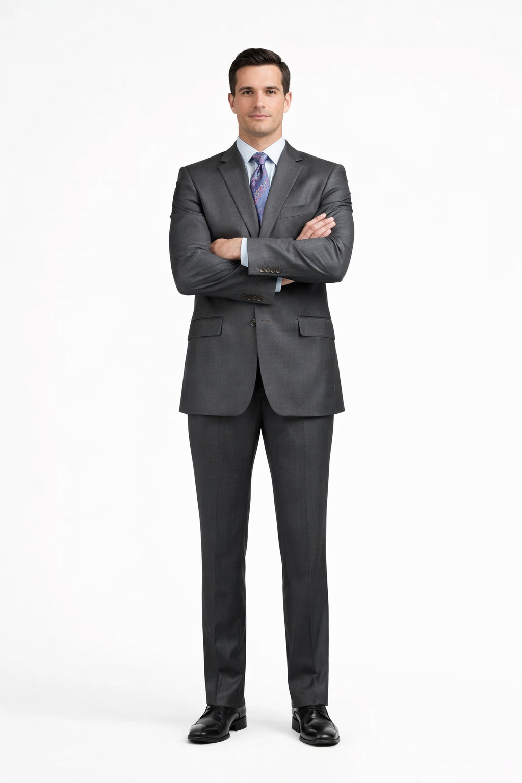 Slim Fit Suit Tapered Leg Lower rise Pants & Get skinny Two Button Three Piece Grey Sharkskin Suit with Contrast Taping