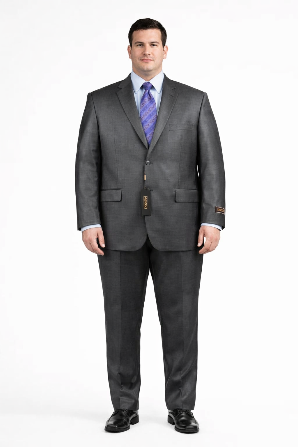 Slim Fit Suit Tapered Leg Lower rise Pants & Get skinny Two Button Three Piece Grey Sharkskin Suit with Contrast Taping
