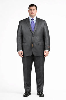 Mens Sharkskin Suits Two Button Suit New Edition Shiny Sharkskin Charcoal - Color: Dark Grey Suit
