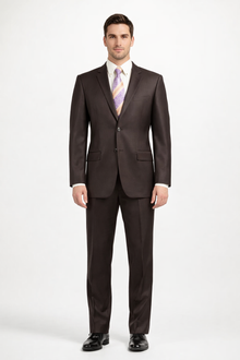 Mens Sharkskin Suits Two Button Suit New Edition Shiny Sharkskin Dark Brown