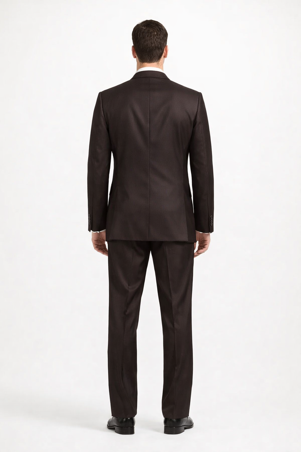 Mens Sharkskin Suits Two Button Suit New Edition Shiny Sharkskin Dark Brown