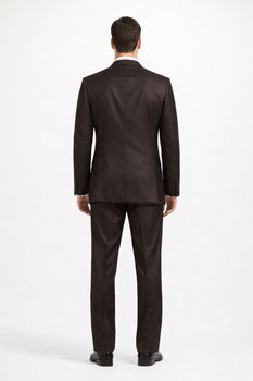 Mens Sharkskin Suits Two Button Suit New Edition Shiny Sharkskin Dark Brown