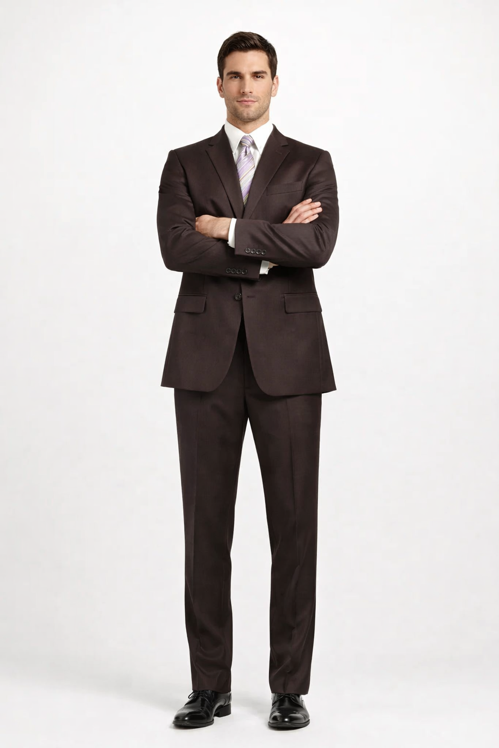 Mens Sharkskin Suits Two Button Suit New Edition Shiny Sharkskin Dark Brown