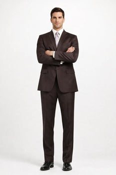 Mens Sharkskin Suits Two Button Suit New Edition Shiny Sharkskin Dark Brown