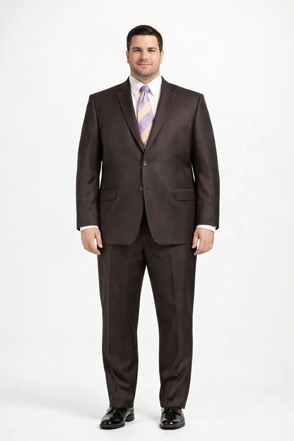 Mens Sharkskin Suits Two Button Suit New Edition Shiny Sharkskin Dark Brown