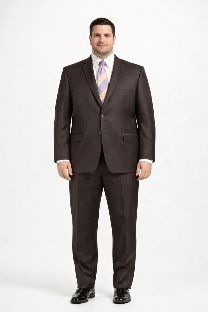Mens Sharkskin Suits Two Button Suit New Edition Shiny Sharkskin Dark Brown