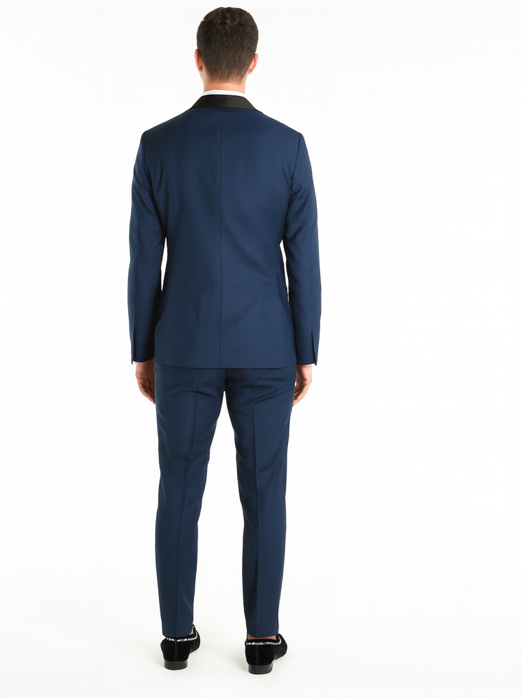 Men's Shawl Lapel 2 Piece  Slim Fit Dark Navy Blue Suit For Men Tuxedo Suit Indigo ~ Bright Blue ~ Cobalt blue ~ Teal - Image 4