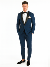 Men's Shawl Lapel 2 Piece  Slim Fit Dark Navy Blue Suit For Men Tuxedo Suit Indigo ~ Bright Blue ~ Cobalt blue ~ Teal
