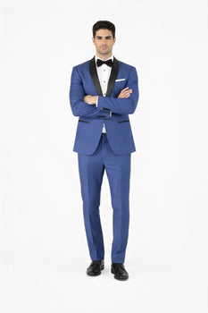 Men'S Shawl Lapel Fabric Royal Blue ~ Indigo ~ Bright Blue ~ Saphire Light Navy Tuxedo - Image 5