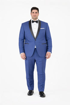 Men'S Shawl Lapel Fabric Royal Blue ~ Indigo ~ Bright Blue ~ Saphire Light Navy Tuxedo - Image 6