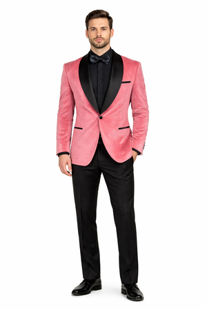 Mens Shawl Lapel One Button Pink Colour