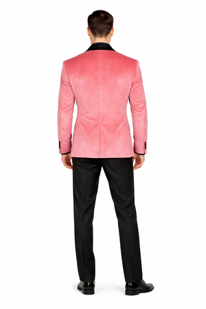 Mens Shawl Lapel One Button Pink Colour