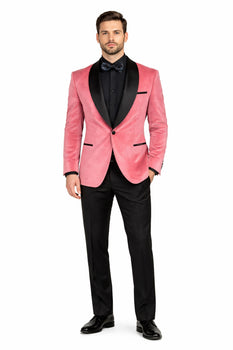 Mens Shawl Lapel One Button Pink Colour