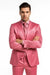 Mens Shiny Blazer - Rose Gold Sateen Vested Suit