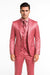 Mens Shiny Blazer - Rose Gold Sateen Vested Suit