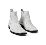 Men'S Short Boots Men'S Genuine White Full Quill Ostrich Dress Boot Ankle Dress Style For Man