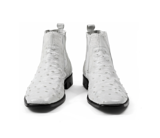 Men'S Short Boots Men'S Genuine White Full Quill Ostrich Dress Boot Ankle Dress Style For Man