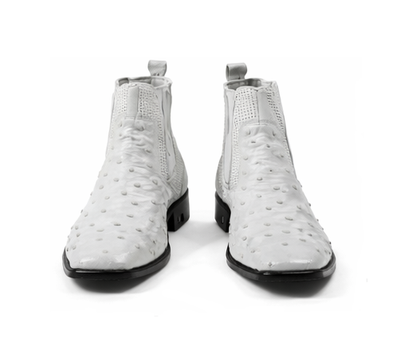 Men'S Short Boots Men'S Genuine White Full Quill Ostrich Dress Boot Ankle Dress Style For Man