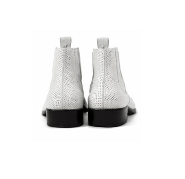 Men'S Short Boots Men'S Genuine White Full Quill Ostrich Dress Boot Ankle Dress Style For Man