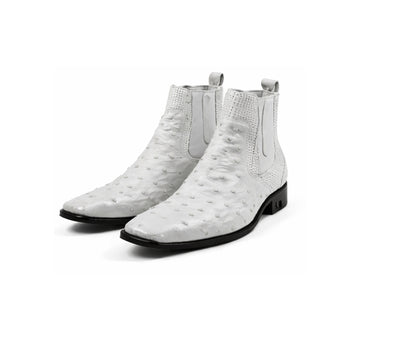Men'S Short Boots Men'S Genuine White Full Quill Ostrich Dress Boot Ankle Dress Style For Man