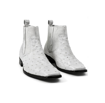 Men'S Short Boots Men'S Genuine White Full Quill Ostrich Dress Boot Ankle Dress Style For Man