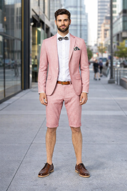 Mens Short Pants Suit Set Mens Suit For Men Pink Pink / 38 Short Jacket