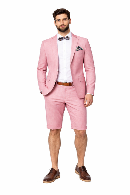 Mens Short Pants Suit Set Mens Suit For Men Pink Pink / 38 Short Jacket