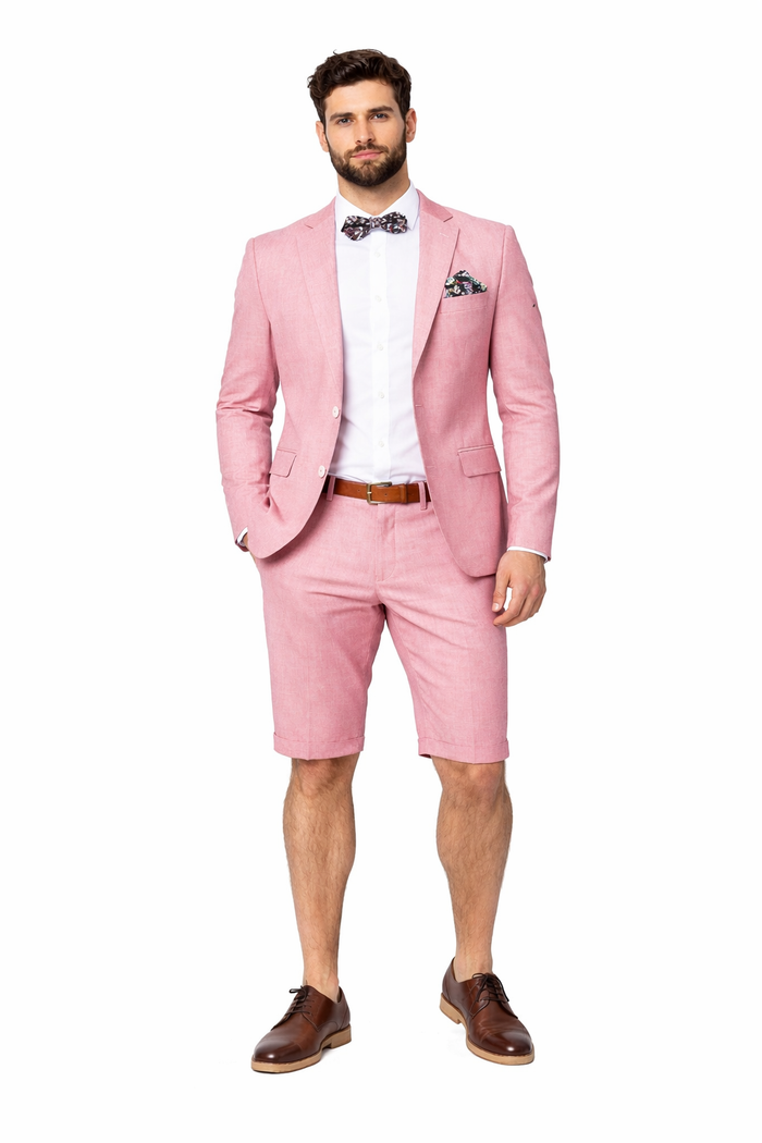 Mens Short Pants Suit Set Mens Suit For Men  Pink