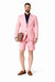 Mens Short Pants Suit Set Mens Two Button  Suit For Men Pink