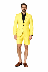 Mens Short Pants Suit Set Mens Yellow Suit For Men Two Button