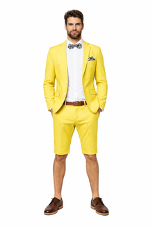 Mens Short Pants Suit Set Mens Yellow  Suit For Men