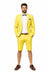 Mens Short Pants Suit Set Mens Yellow  Suit For Men