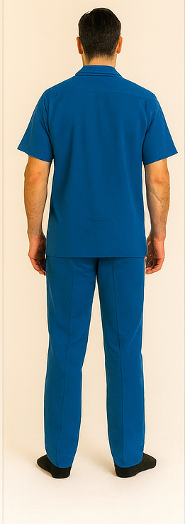 Men's Short Sleeve 2 Piece Casual Two Piece Mens Walking Outfit For Sale Pant Sets Set With Long Pants 100% Linen Royal Shirt - Image 5