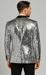 Silver Sequin Tuxedo Jacket for Men with Black Satin Lapel