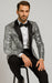 Silver Sequin Tuxedo Jacket for Men with Black Satin Lapel