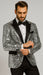 Silver Sequin Tuxedo Jacket for Men with Black Satin Lapel