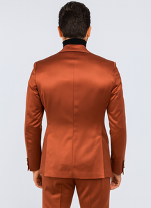 Mens Single Breasted Sateen Shiny Fabric Metallic Fabric - Sharskin Suit