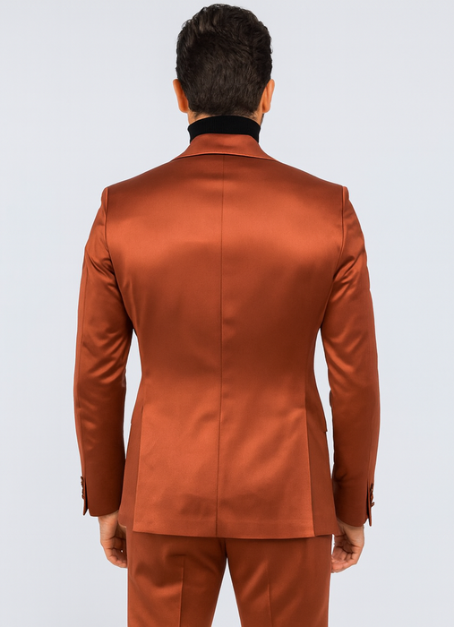 Mens Single Breasted Sateen Shiny Fabric Metallic Fabric - Sharskin Suit