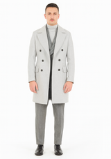 Mens Six Button Peak Lapel Suit Grey