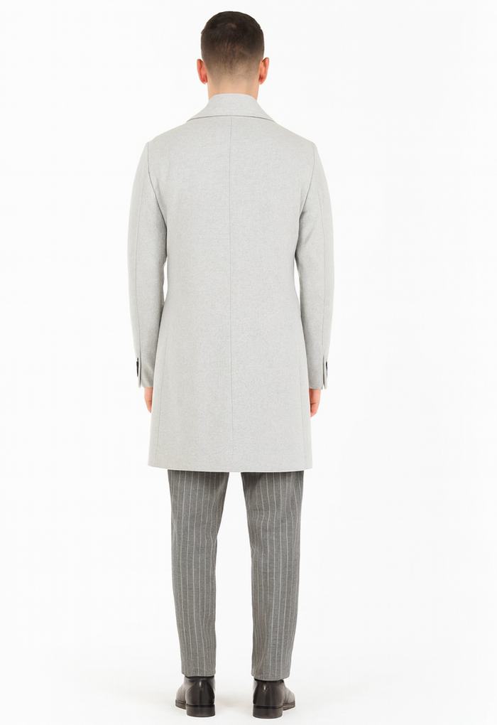 Mens Six Button Peak Lapel Suit Grey