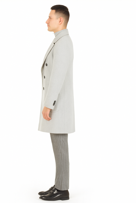 Mens Six Button Peak Lapel Suit Grey