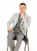 Mens Six Button Peak Lapel Suit Grey