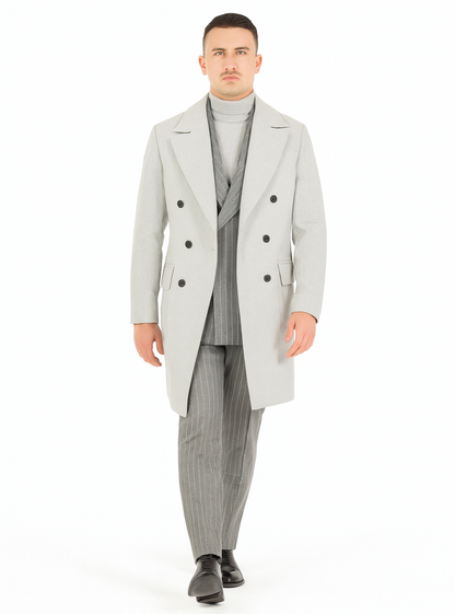 Mens Six Button Peak Lapel Suit Grey