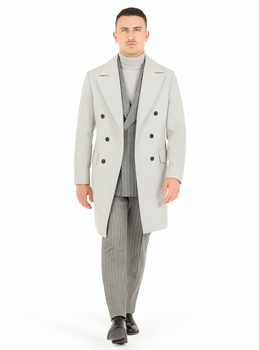 Mens Six Button Peak Lapel Suit Grey