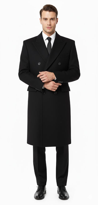 Men'S Six Buttons Black Fully Lined Men'S Overcoat Long Coat Winter Men'S Topcoat Sale - Image 2