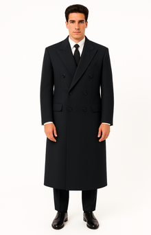 Men'S Six Buttons Black Fully Lined Men'S Overcoat Long Coats Winter Men'S Topcoat Sale